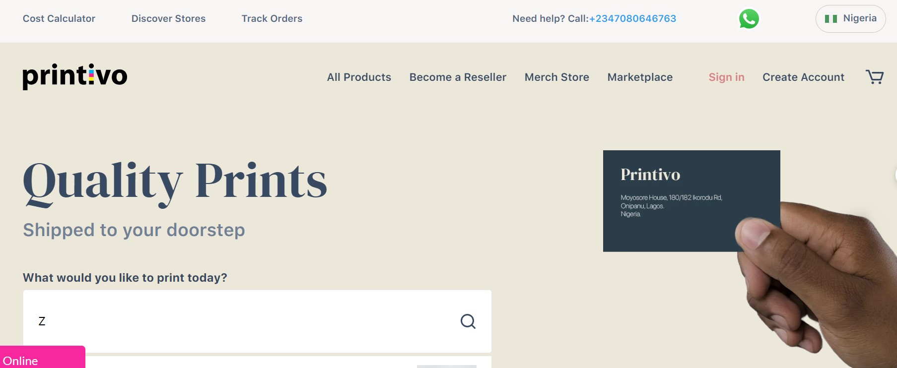 printivo store ecommerce website in nigeria